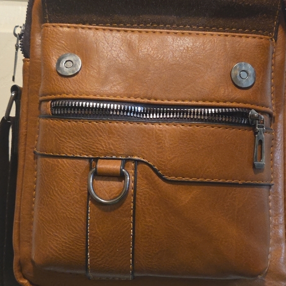 WEIXIER Vintage Tan Camel Shoulder Spacious Multi-Pocket Office Travel Bag - Picture 4 of 10